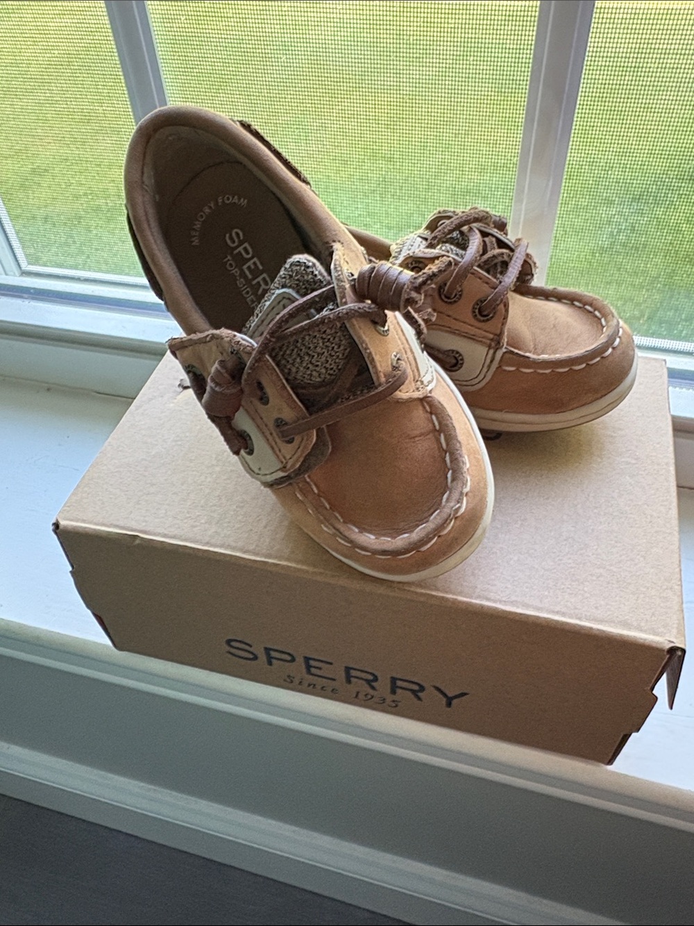 Sperry Kids Tan and Cream Moccasin Boat Shoes